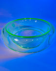 LARGE ANTIQUE GREEN DEPRESSION URANIUM GLASS ROUND FLOWER FROG
