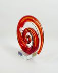1980s NEW ZEALAND ART RED SPIRAL GLASS PAPERWEIGHT/SCULPTURE