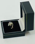 1950s 14K WHITE GOLD DIAMOND BLUE SAPPHIRE SNOW LEOPARD RING