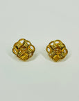 1996 CHANEL HOLLOW KNOTS CC LOGO BUTTON CLIP ON EARRINGS