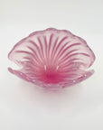 1950s PINK MURANO RIBBED OPALINE GLASS SHELL BOWL (MEDIUM)