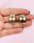 80s 2 TONE RECTANGULAR EARRINGS