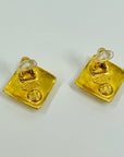 1996 CHANEL CC LOGO MARK RHOMBUS CLIP ON EARRINGS