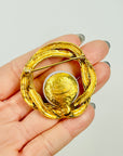 1994 CHANEL CC LOGO MARK PEARL TWIST ROPE HALO BROOCH