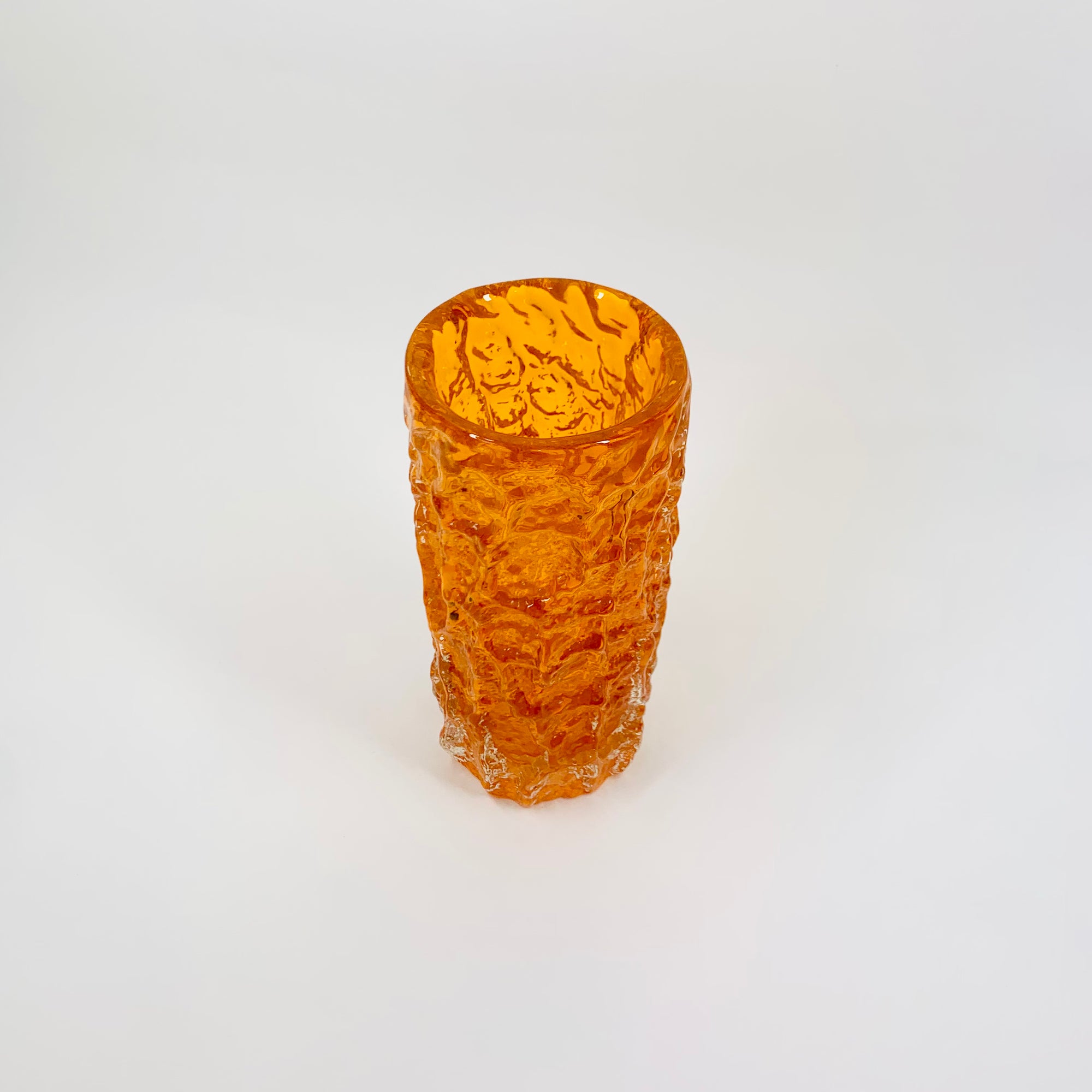 WHITEFRIARS ORANGE BARK GLASS VASE