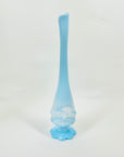 1950s FENTON CABBAGE ROSE BLUE SLAG MILK GLASS POSY VASE