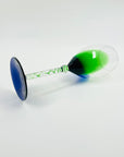 1970s TURDA GREEN BLUE INK STEMS WINE GLASS