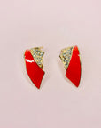 1980s RED ENAMEL CHEVRON EARRINGS