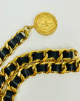 2009 CHANEL BLACK LEATHER GOLD PLATED LOGO BELT