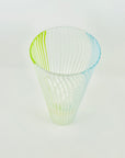 1980s MURANO CASED WHITE GREEN BLUE LATTICINO VASE