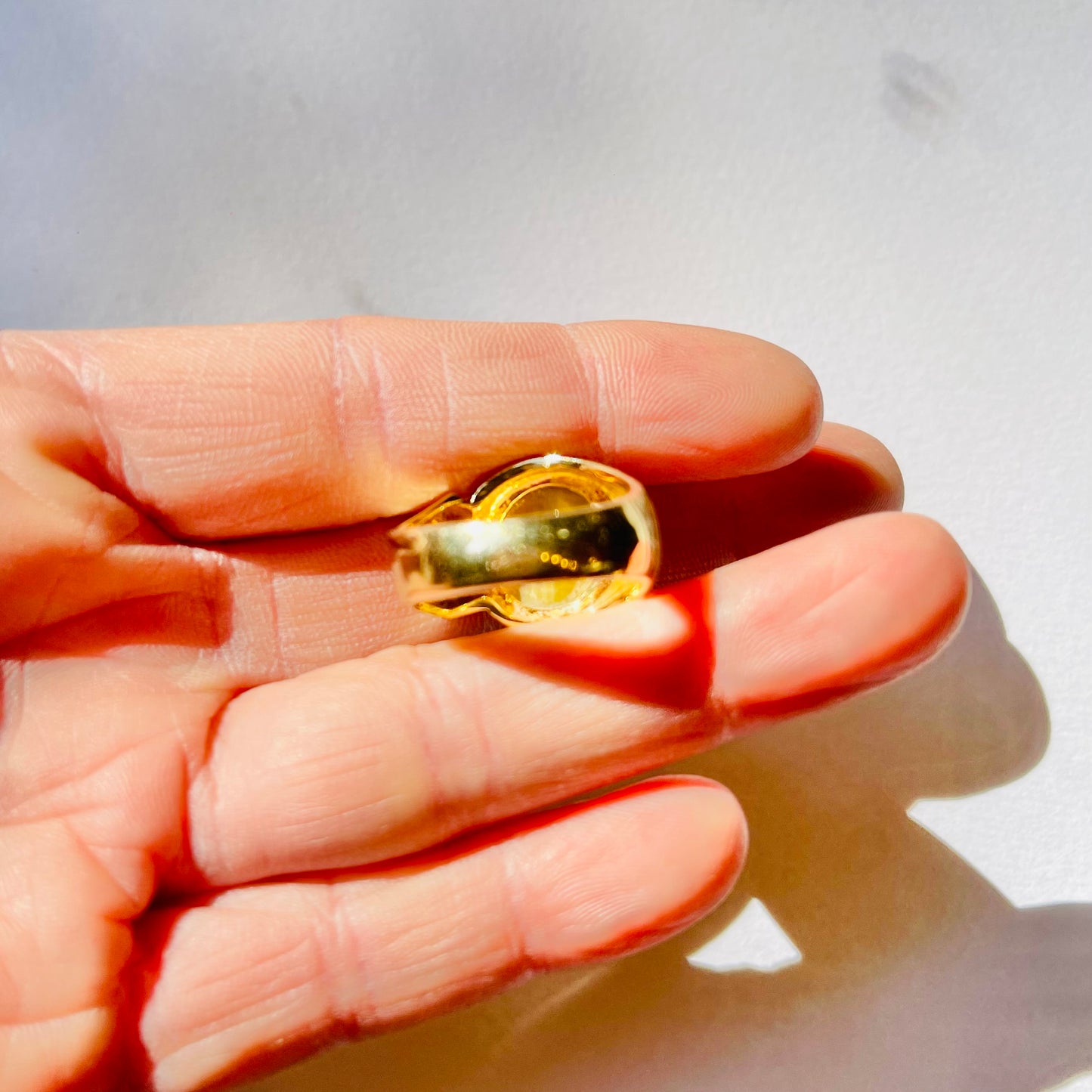 1960s MODERNIST 14K GOLD CATSEYE DIAMOND RING
