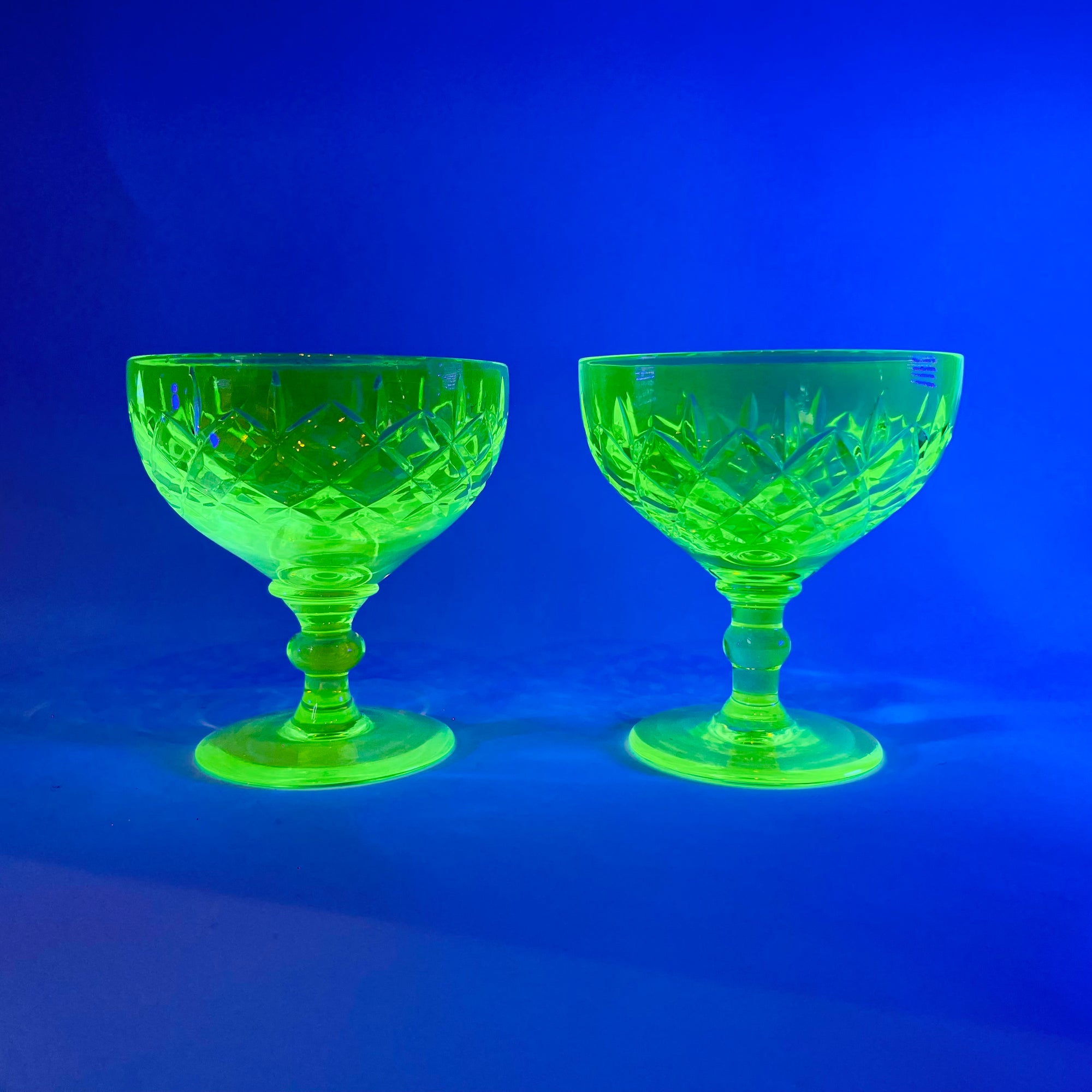 ANTIQUE URANIUM GLASS WHISKEY SET