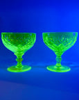 ANTIQUE URANIUM GLASS COUPE GLASSES