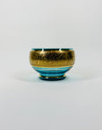 1950s BOHEMIAN TURQUOISE GLASS CREAMER SUGAR BOWL SET