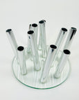 POST-MODERN GLASS STAINLESS STEEL VASE/CANDLEHOLDER