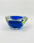1940s BLUE GREEN COBALT BLUE SOMMERSO URANIUM GLASS GEODE BOWL