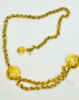 1990s CHANEL MATELASSE GOLD PLATED CC LOGO BELT