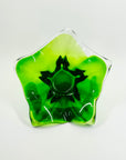 1970s JAPANESE GREEN SOMMERSO GLASS STARFRUIT BOWL