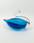 1970s JAPANESE BLUE GLASS SWAN PIN DISH