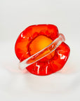 1950s JAPANESE RED/ORANGE OMBRE GLASS BASKET/VASE