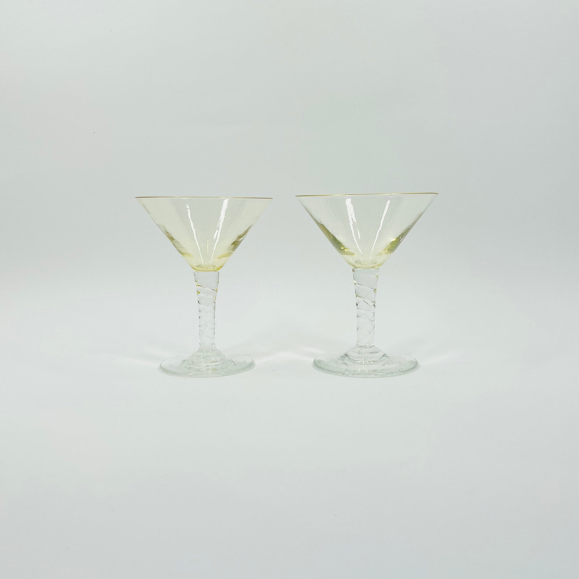 1940s CITRINE SHORT STEM MINI COCKTAIL/MARTINI GLASSES