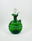 1940s ITALIAN GREEN GLASS HAND PAINTED JUG/DECANTER