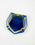 1950s FACETED MURANO COBALT BLUE GOLD GEODE BOWL