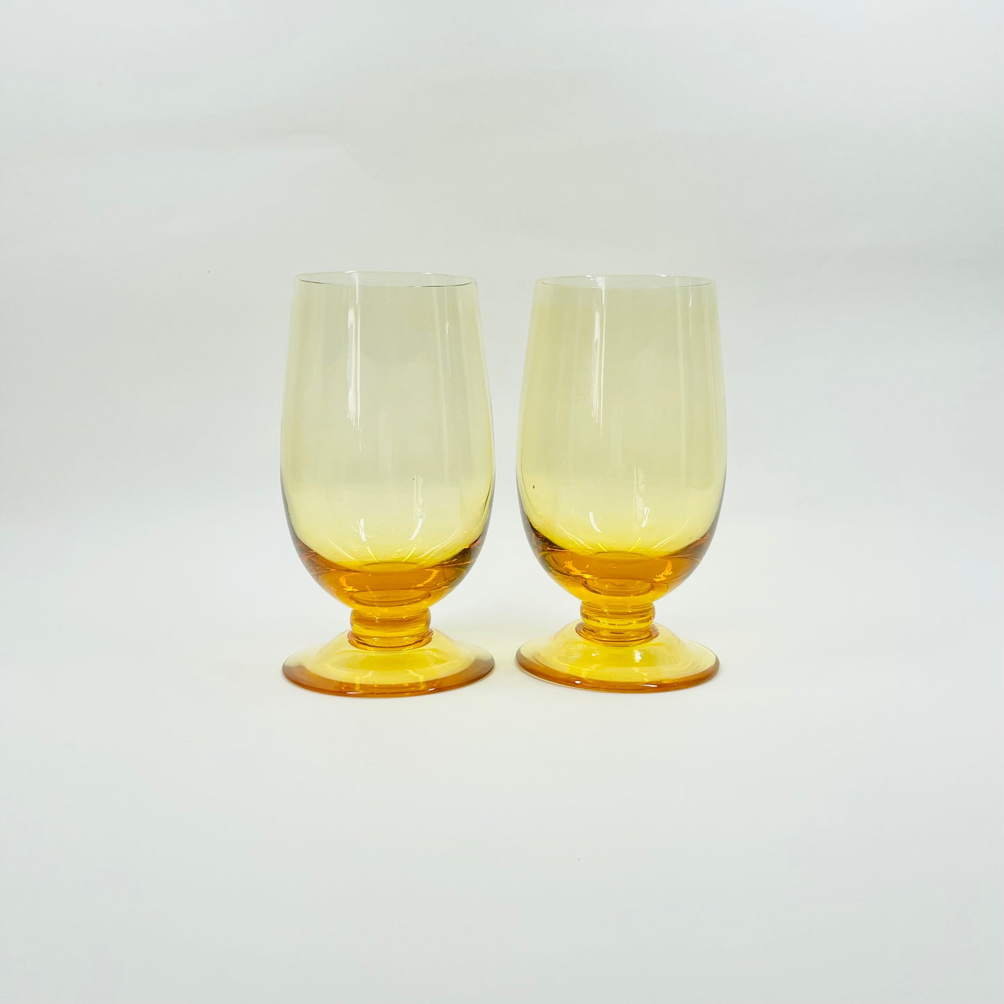 1950s STUART AMBER CRYSTAL FOOTED HIGHBALL