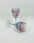 1970s PINK TIE DYE SATIN WINE GLASSES