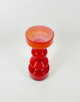 1960s JAPANESE CASED RED ORANGE GLASS HOOP VASE/CANDLE HOLDER