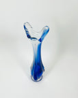 1970s JAPANESE COBALT BLUE OMBRE SWUNG FOOTED GLASS VASE