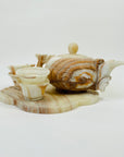 ANTIQUE HAND CARVED CHINESE AGATE TEA SET