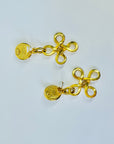 1995 CHANEL CC LOGO PEARL DROP INFINITY KNOT CLIP ON EARRINGS