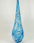 1980s MURANO MOUTH BLOWN BLUE SPATTER BOTTLE VASE