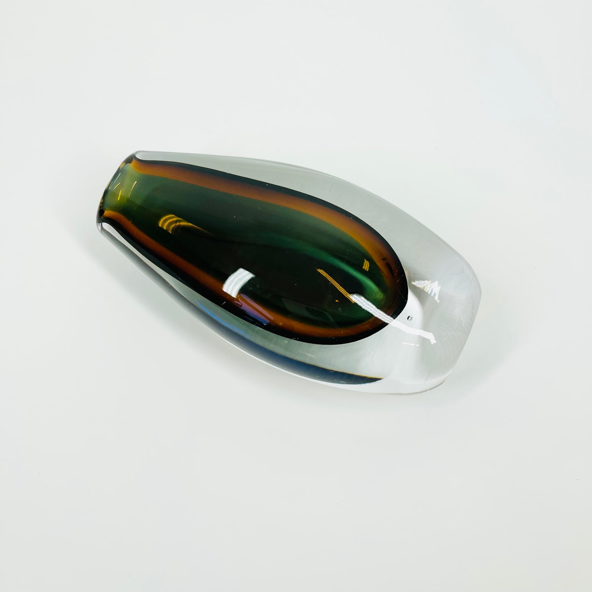 1950s HARLEQUIN SOMMERSO GLASS POSY VASE BY VICKE LINDSTRAND FOR KOSTA BODA