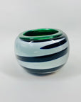 80s MOUTH BLOWN BLUE GREEN GLASS BOWL/VASE