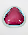 1960s PINK TURQUOISE SOMMERSO FACETED GEODE GLASS BOWL