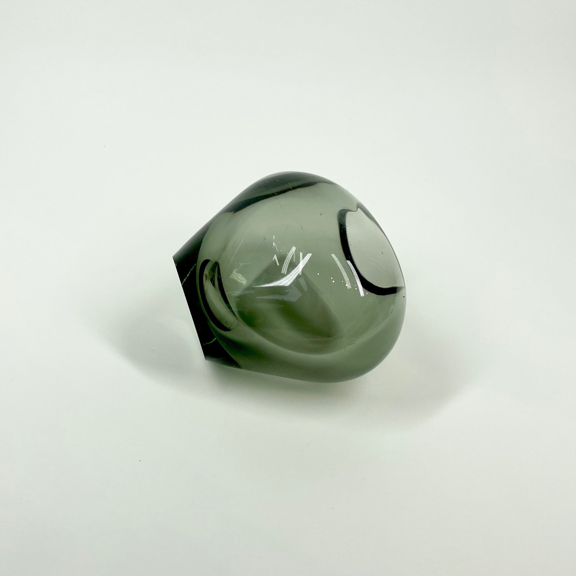 1960s HOLMEGAARD GREY GLASS MINI HEART VASE BY PER LUTKEN
