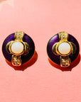 1950s PURPLE ENAMEL CLIP ON EARRINGS