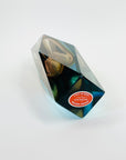 1960s BROWN YELLOW TURQUOISE MURANO SOMMERSO FACETED GLASS BLOCK VASE