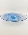 1980s MOUTH BLOWN PURPLE BLUE CONFETTI ART GLASS BOWL BY SETSUKO OGISHI