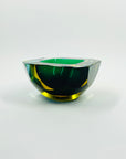 1950s FACETED MURANO GREEN BLUE GOLD GEODE BOWL