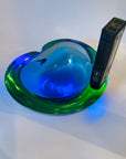 1950s GREEN BLUE MURANO URANIUM SOMMERSO GLASS BOWL/ASHTRAY