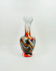 1970s ITALIAN EMPOLI CASED WHITE GLASS ORANGE SWIRLS VASE