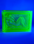 URANIUM GLASS NUDE MOTIF LIDDED BOX