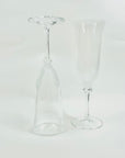 1980s FRANCE DURAND FROSTED CRYSTAL CHAMPAGNE FLUTES