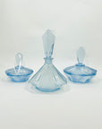 ANTIQUE ART DECO BLUE SATIN GLASS LIDDED BOX