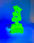 URANIUM GLASS PERFUME BOTTLE WITH FLORAL STOPPER