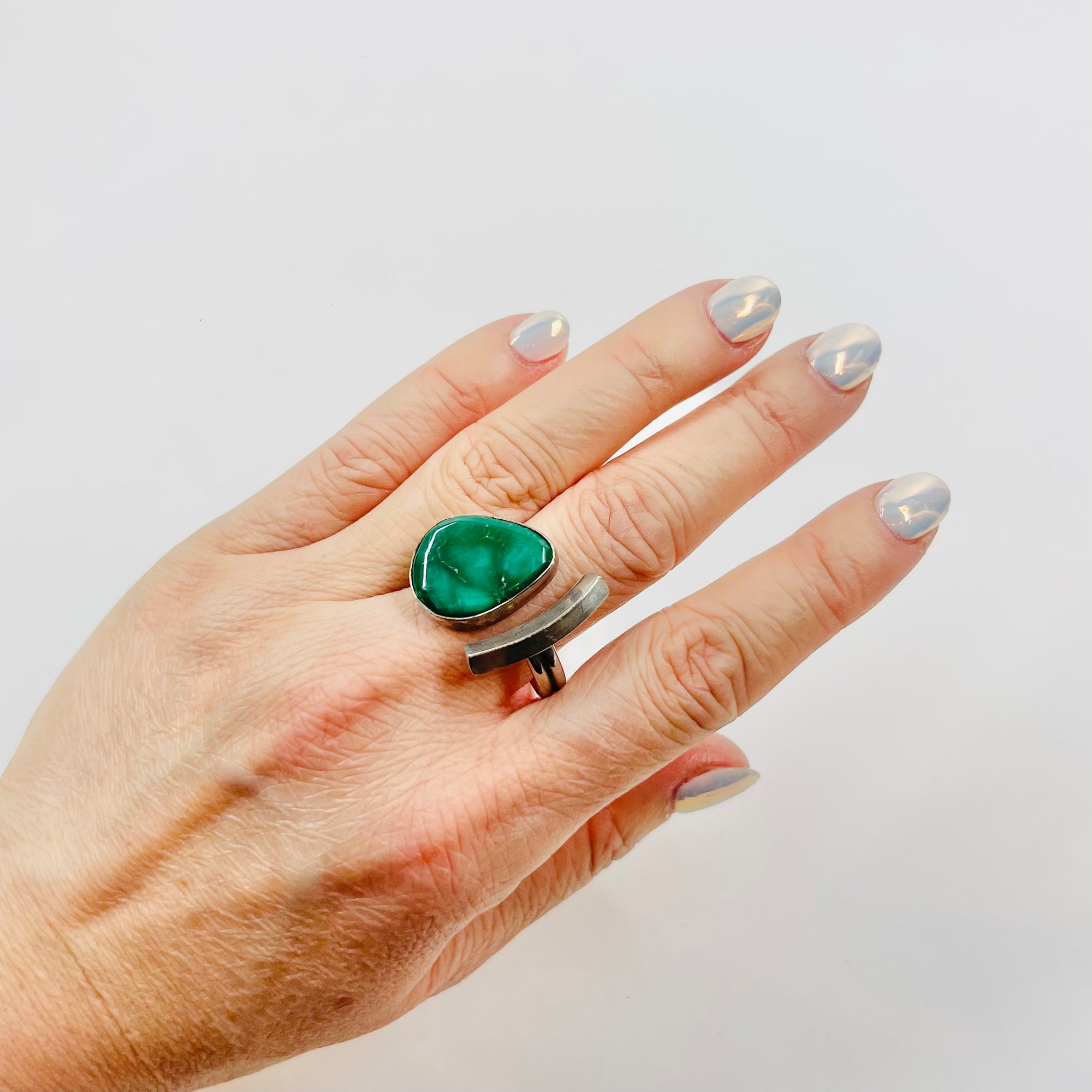 1950s DANISH BRUTALIST TOI ET MOI TURQUOISE SILVER RING
