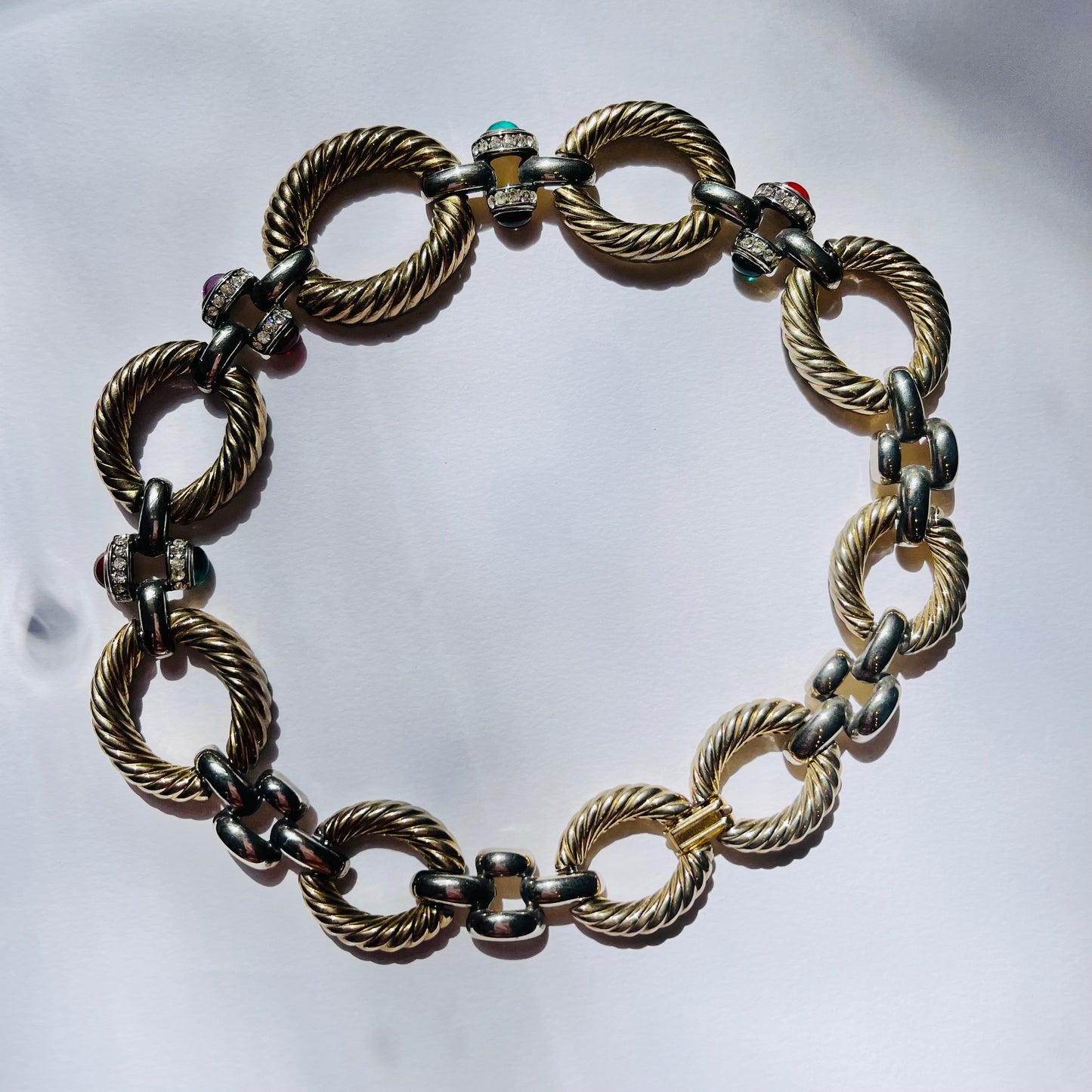 1950s BIJOUX CASCIO CABOCHON TWO-TONE STATEMENT NECKLACE